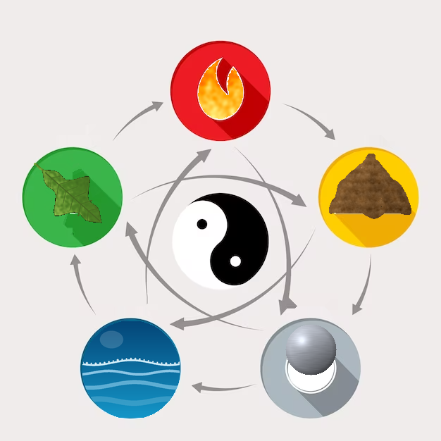 Illustration énergétique du Yin-Yang et des cinq éléments